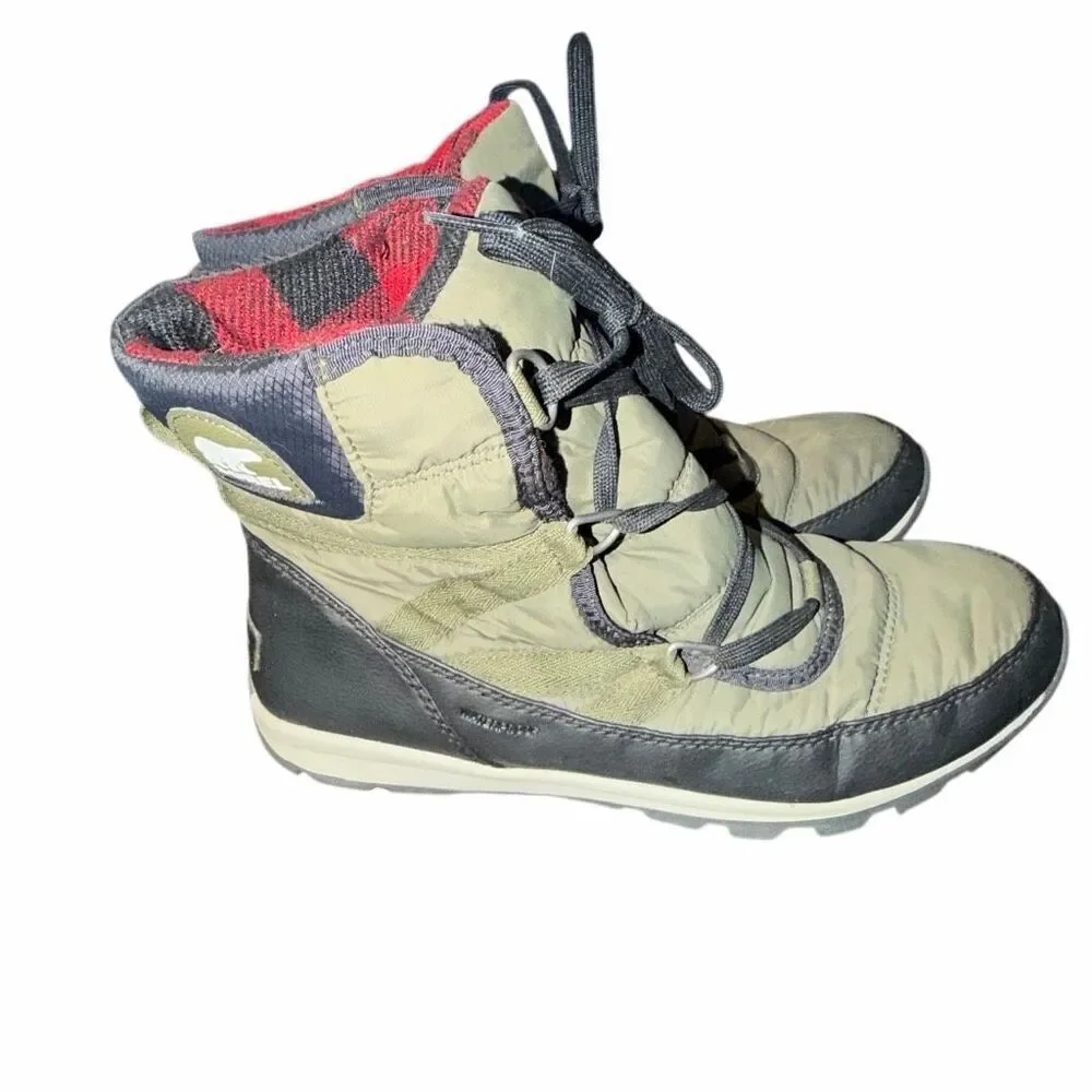 Sorel Whitney Winter Snow Boots Womens 10 US Green Waterproof Lace Up Insulated